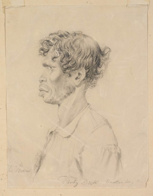 Dirty Dick, Broken Bay Tribe by Charles Rodius, c1844.  SLNSW